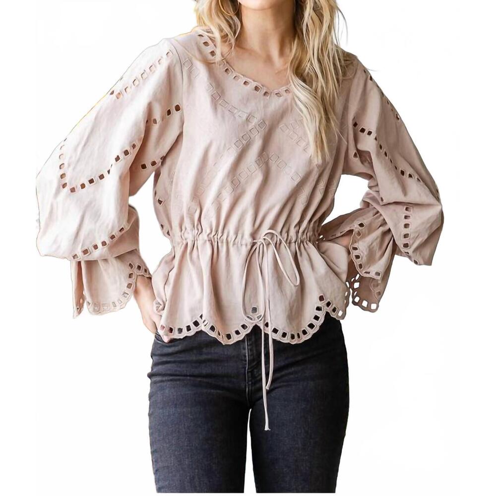 NEW OLI & HALI coco peasant top in beige - Picture 6 of 10